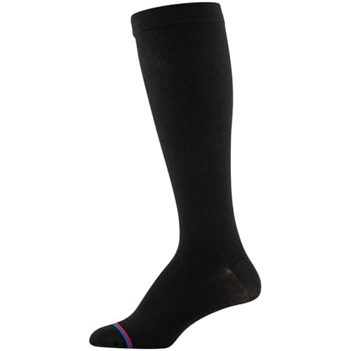 MediPeds unisex-adult Over-the-Calf Socks with Mild Compression, Multipairs, Black (4-pairs), Shoe Size: Men's 7-12; Women's 10-13