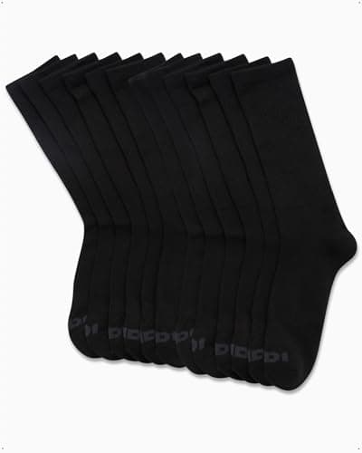 AND1 Men's Crew Socks - 12 Pack Performance Cushion Comfort Crew Socks - Breathable Athletic Socks for Men (6-12.5), Size 6-12.5, Black