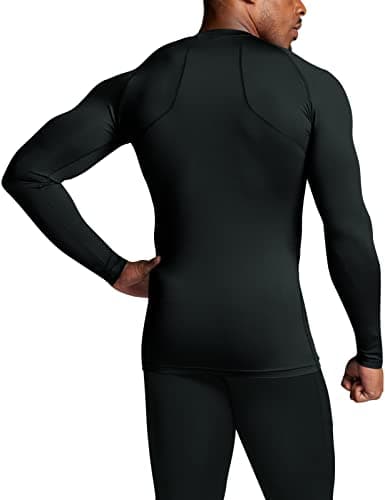 ATHLIO Men's UPF 50+ Long Sleeve Compression Shirts, Water Sports Rash Guard Base Layer, Athletic Workout Shirt, 3pack Black/Black/Black, Medium