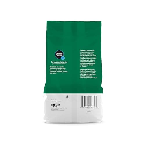 Amazon Basics Epsom Salt Soaking Aid, Soothing Rosemary & Mint Scent, 3 Pound (Pack of 1) (Previously Solimo)