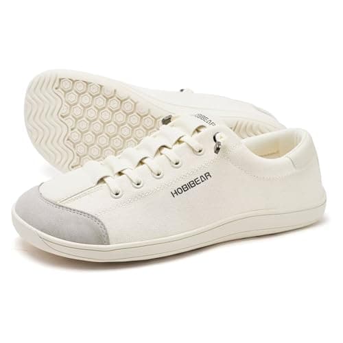 HOBIBEAR Barefoot Minimalist Shoes Womens Mens | Zero Drop | Wide Width Canvas Slip-on Shoes(Light Grey, Women 8/Men 7)