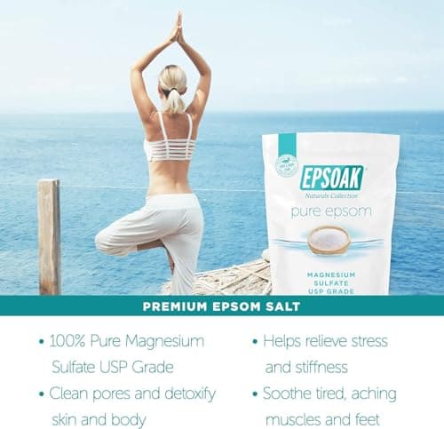 Epsoak Epsom Salt 5 lb. Magnesium Sulfate USP. Resealable Epsom Salt Bag Unscented, Made in The USA, Cruelty-Free Certified