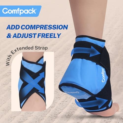Comfpack Heel Ice Pack Wrap for Plantar Fasciitis Relief, Ankle Ice Pack Wrap for Swelling, FSA Eligible, Ice Pack for Injures Reusable, Gel Cold Pack for Achilles Tendonitis, Ankle Sprain, Heel Pain