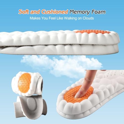 4D Cloud-Soft Comfort Soles for Women - Memory Foam Cushioning Steppers Insoles with Heel Shock Pad - Trim-to-Fit Arch Support Insoles for Foot Pain Relief and Fatigue Reduction (US W 6.5-9)