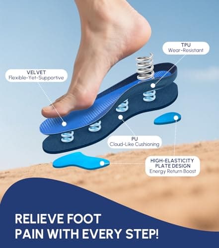 Cloudflo Plantar Fasciitis Insoles for Men Women,High Arch Support for Pain Relief,Shoe Inserts Orthotic for Flat Feet,Work Boot Insoles for Shock Absorbing Inserts (Fit for Standing All Day) DB-XL