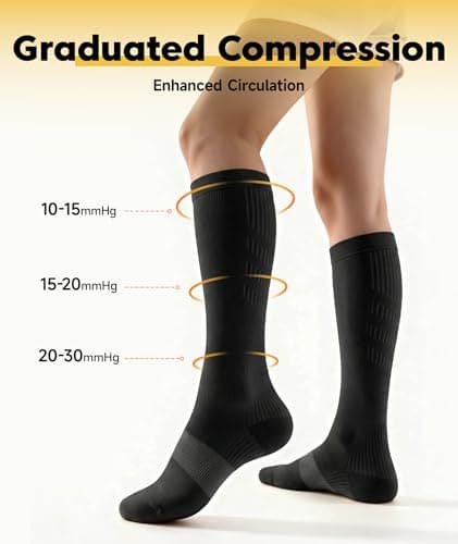 PULIOU Compression Socks for Women Men,20-30mmHg Graduated Circulation, for Nurses,Flying,Travel,Athletic,Running,2 pairs
