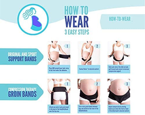 Baby Belly Band - Pregnancy & Maternity Belt With Medium Compression Groin Band - For Back, Hernia, and Pelvic Floor Pain - Medium