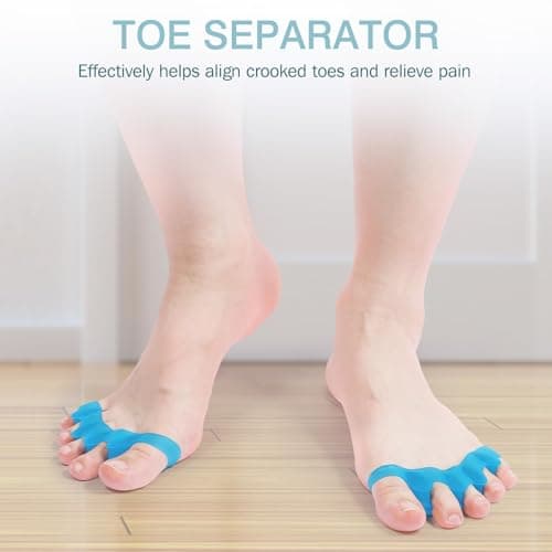 KTSAY Silicone Toe Separators for Women & Men - Toe Spacers for Bunion Relief, Hammer Toe, Plantar Fasciitis & Pedicures | Includes Metatarsal Pad & Therapeutic Yoga Cushion for Foot Pain(2pcs,blue)