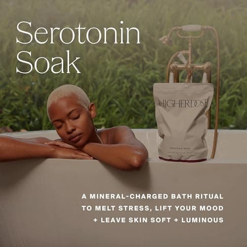 HigherDOSE Serotonin Soak Magnesium Bath Salts - Natural Detox and Muscle Recovery with Magnesium Flakes, Algae + Apple Cider Vinegar - Luxurious Bath Salt Infused with Relaxing Essentials Oils