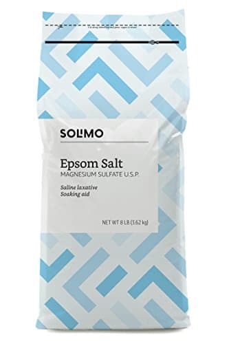 Amazon Brand - Solimo Epsom Salt Soak, Magnesium Sulfate USP, Relaxing Bath Soaking Aid, Unscented, 8 Pound, Pack of 3, Resealable Bags