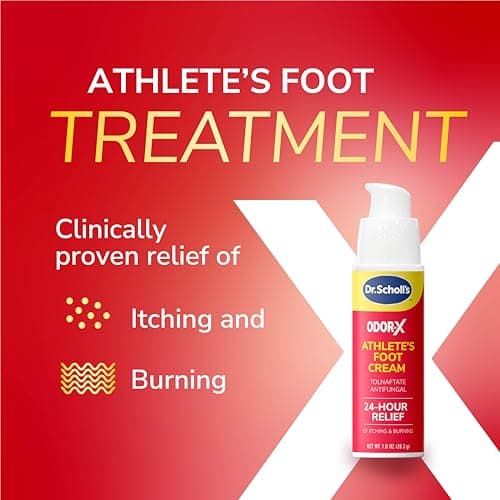 Dr. Scholl's Odor-X Athlete's Foot Antifungal Cream Treatment - 24 Hour Itching & Burning Relief, Treats Athlete’s Foot, Easy Use Precision Pump, Helps to Eliminate & Prevent Odors, Foot Health, 1 Oz