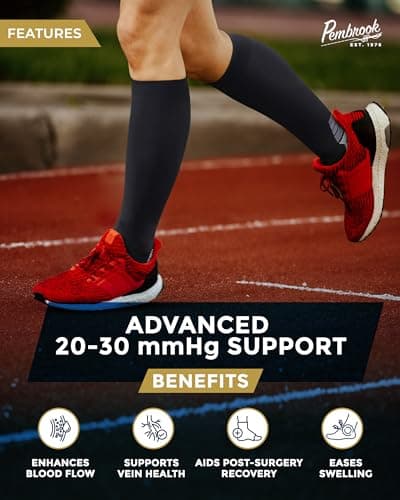 Pembrook 3 Pairs Compression Socks Men 20-30 mmhg - Men's Compression Socks, Medical