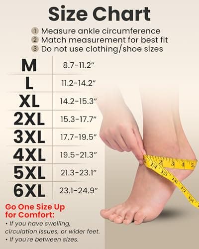 KEMFORD Ankle Compression Sleeve - 1-Pair, Plantar Fasciitis Braces - Open Toe Compression Socks for Swelling, Sprain, Neuropathy, Foot Arch Support for Men and Women - 20-30mmhg, M, Beige