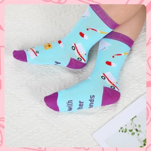 Jeyiour 35 Pairs Nurse Gifts for Women Funny Nursing Socks Novelty Medical Compression Casual Doctor Crew Socks for Birthday Dentist Hospital Workers Students