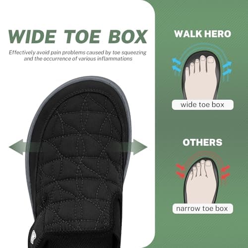 Mens Slippers for Plantar Fasciitis, Casual Mens Slip on Shoes with Arch Support, Orthopedic House Slippers for Men, Indoor Outdoor Mules & Clogs for Pain Relief (Black, 10.5)