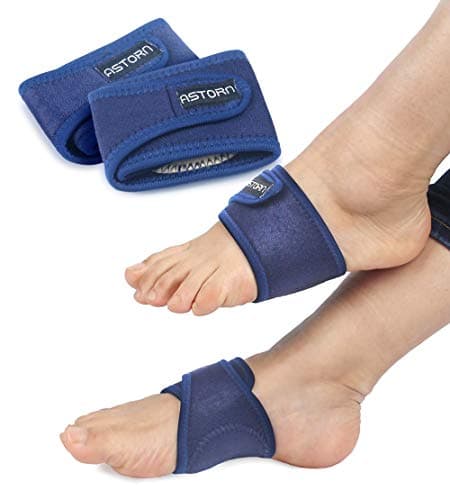 Astorn Arch Support Brace Set of 2, Compression Arch Support Sleeves with Gel Cushion Pads, Adjustable Plantar Fasciitis Foot Wraps for Men and Women, Flat Feet Bunion Arch Pain Comfort Straps