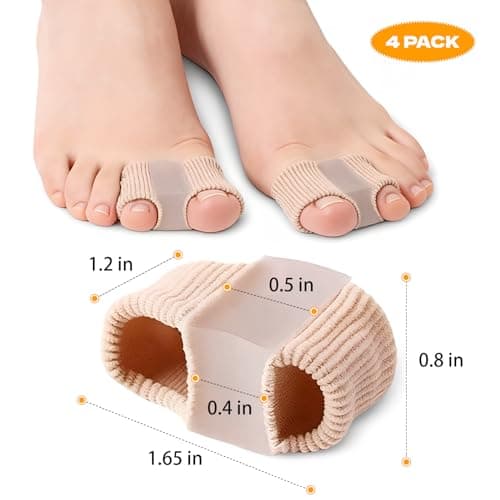 LeaOcaao 4 PCS Gel Bunion Toe Separators with 2 Loops for Overlapping Toes Gel Toe Spacers Bunion Corrector for Feet, Hammer Toe Straightene for Women Men