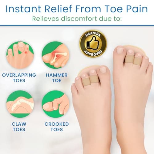 VIVEsole Budin Splint Toe Straightener (Pair) - Hammer Toe Corrector for Women, Men - Crooked Toe, Joint Realign Cushion Brace for Claw, Curled Toes - Metatarsal Support Loop Guard Alignment Wrap