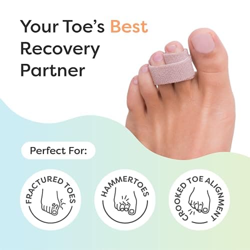ZenToes Hammer Toe Corrector for Women & Men - Reusable Fabric Buddy Wraps for Broken Toes - Cushioned Toe Splint for Protection & Recovery & Hammertoe Straightener - 4 Count (OSFM, Beige)