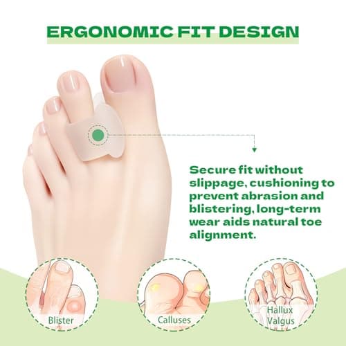 LeaOcaao Toe Separators for Women & Men, 12-Pack 1/4" Thick Gel Toe Spacers, Bunion Corrector, for Overlapping Toes/Bunions/Big Toe Alignment/Spacer and Corrector(White)