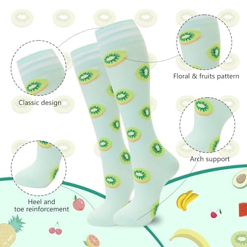 fenglaoda Compression Socks for Women Men Support Circulation 6 Pairs Socks For Nurse, Travel, Flight