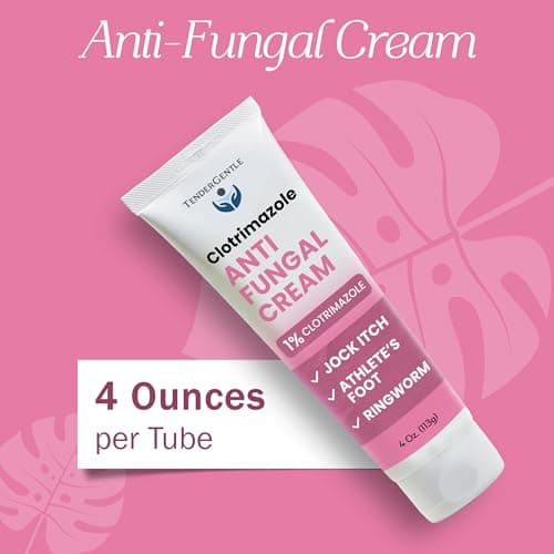 TenderGentle Clotrimazole Antifungal Cream for Skin - 1 Pack with 4 oz. of Clotrimazole Cream for Jock Itch, Athletes Foot Treatment, and More