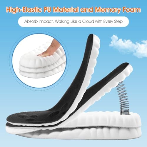 4D Cloud-Like Comfort Soles for Men - Soft Memory Foam Cushioning Insoles - Trim to Fit Steppers Insoles with Arch Support for Foot Pain Relief and Fatigue Reduction(US M 7.5-10.5)