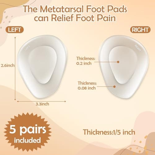 Shynek 10 Pack Metatarsal Pads for Foot Ball of Foot Cushions for Heel, Soft Gel Self Adhesive Foot Pad Insoles Forefoot and Sole Support, Pain Lessen Metatarsalgia Morton's Neuroma for Women and Men