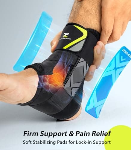 ZOELION Ankle Brace for Men Women with Auto-adaptive Side Pads, [Slim Fit & Flex Support] Ankle Stabilizer Support, Quick Hook & Loop Lace Up Ankle Brace for Sprained Ankle,Injury Recovery,Sports, M