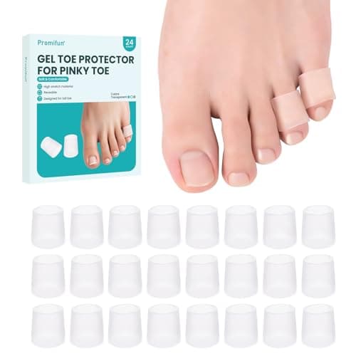 Promifun 24 Pack Pinky Toe Protector – Silicone Toe Sleeves for Corns, Blisters, Nail Loss, and Hammer Toes – Soft Gel Toe Covers for Pain Relief and Friction Protection