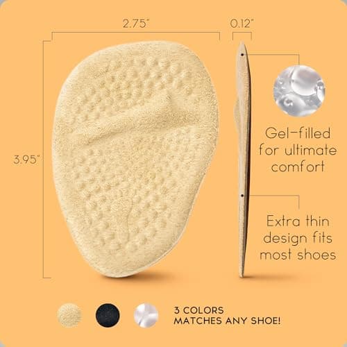 Walkize Metatarsal Pads Women | Heel Inserts for Women | Ball of Foot Cushions (2 Pairs Foot Pads) All Day Pain Relief and Comfort One Size Fits Shoe Inserts (Beige)