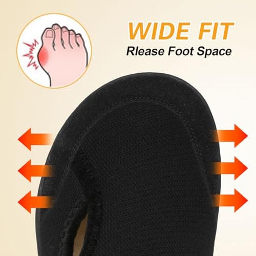 LeIsfIt Womens Slippers Wide Diabetic Shoes Adjustable Arthritis Edema House Shoes Indoor Outdoor Slippers Black Size 9