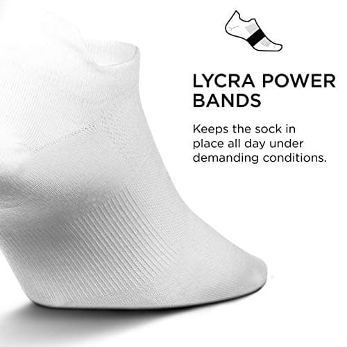Feetures High Performance Ultra Light Ankle Sock - No Show Socks for Women & Men with Heel Tab - Medium, White - (3 Pair)