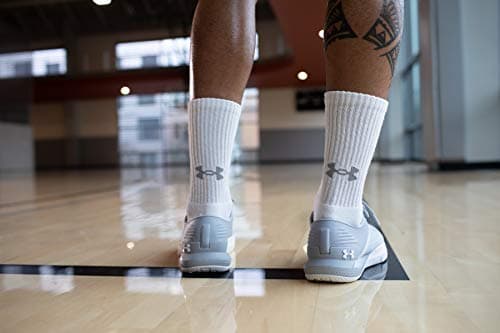Under Armour Adult Training Cotton Crew Socks, Multipairs , Black (6-Pairs) , Large
