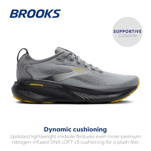 Brooks Men’s Adrenaline GTS 25 Supportive Running & Walking Shoe - Primer Grey/Ebony/Jasmin - 10.5 Medium