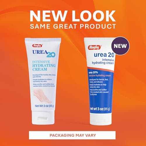 Rugby Urea 20% Intensive Hydrating Cream - Urea Cream for Feet, Hands, Knees, and Elbows - 3 Oz (1 Pack)