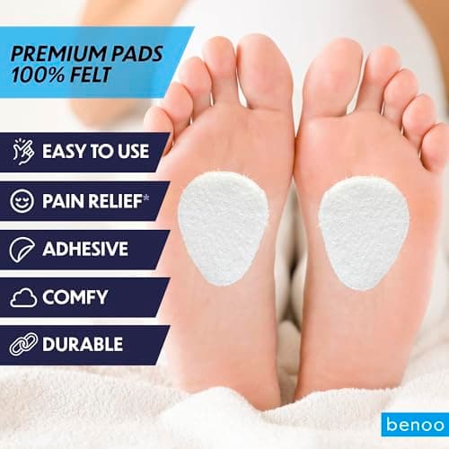 Metatarsal Pads for Women & Men (12 Pack) Ball of Foot Cushions for Pain Relief, Felt Metatarsal Foot Pads for All Shoe Type, Mortons Neuroma, High Heel Insert Cushions, One Size Fits All (1/4” Thick)