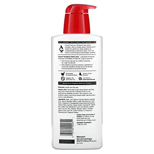 Eucerin Roughness Relief Body Lotion for Extremely Dry, Rough Skin, Urea Enriched Body Moisturizer, 16.9 Fl Oz Bottle