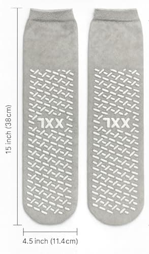 2XL Non Slip Sock, Extra Wide Slipper Socks, Gripper Socks, Non-Skid, Single Tread (Pack of 3)