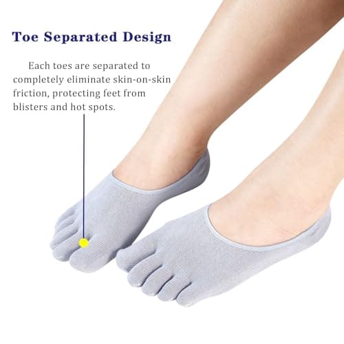 Meaiguo Toe Socks No Show Cotton Low Cut Five Finger Socks Athletic for Women 4 Pairs(Black/Blue/Pink/Beige)