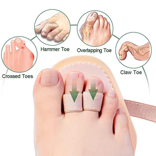 Welnove - Hammer Toes Straightener Toe Splint Corrector for Claw, Curled, Crooked Toe, Cushion Brace Joint Realign Metatarsal Support Loop Pack of 2 (2 Holes)