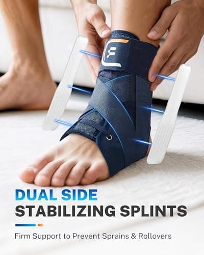 Fitomo Ankle Brace for Men Women with Quick Lace Up, Adjustable Figure 8 Compression Support for Achilles Tendonitis, Ankle Sprain & Swelling Relief for Volleyball, Running & Daily Wear, M