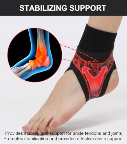SUJAYU 2 Pack Ankle Brace & Elastic Supports for Men & Women, Ankle Support Ankle Compression Sleeve, Plantar Fasciitis Relief Achilles Tendonitis Brace Achilles Tendonitis Wrap (Pink, S/M)