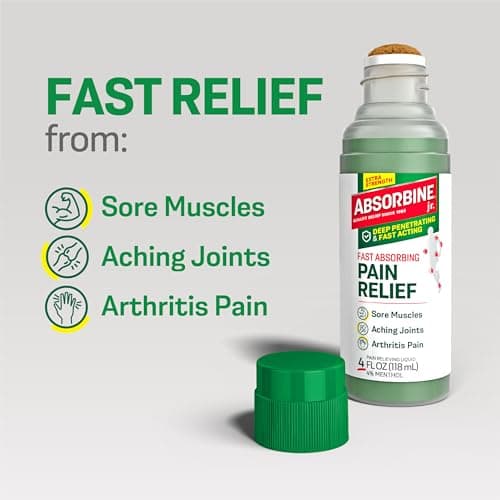 Absorbine Jr. Maximum-Strength Pain-Relieving Liquid - 4% Menthol Topical Relief for Muscle, Joint, Arthritis, & Nerve Pain - Fast-Acting Herbal Formula with No-Mess Applicator - 4 fl oz (Pack of 1)