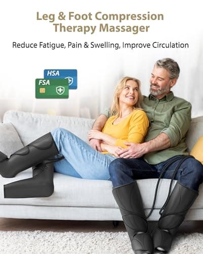 FIT KING Leg Massager for Circulation and Pain Relief, Air Compression Leg and Foot Massager to Relieve Pain Swelling Edema with 2 Size Extensions- Great Gift for Wife Mom and Friend