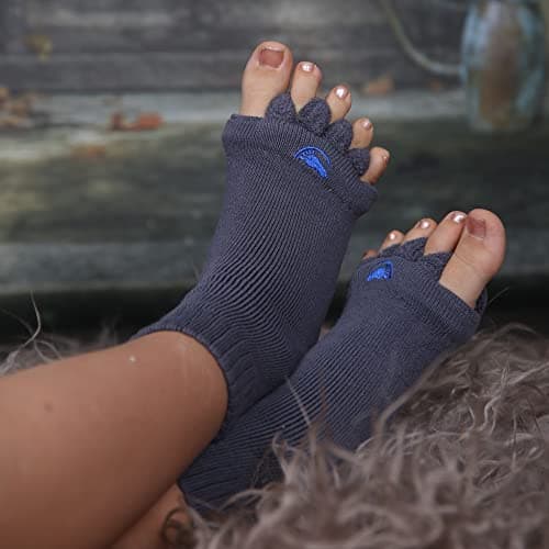 My Happy Feet Foot Alignment Socks with Toe Separators for Men or Women | Charcoal (Large)