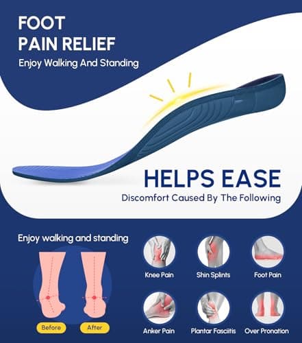 Cloudflo Plantar Fasciitis Insoles for Men Women,High Arch Support for Pain Relief,Shoe Inserts Orthotic for Flat Feet,Work Boot Insoles for Shock Absorbing Inserts (Fit for Standing All Day) DB-XL
