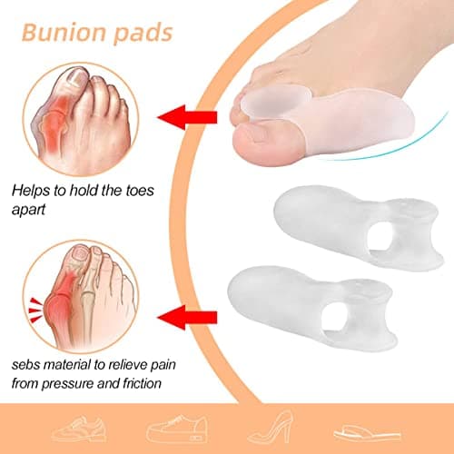 LuckyMoon Toe Separator Socks with Bunion Pads, Foot Alignment Socks Bunion Pads Corrector Foot Pain Relief Yoga Socks Toeless Socks for Women, Hot Pink