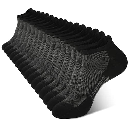 BAMBOO COOL Men's Ankle Socks Moisture Wicking Breathable Odor Control Athletic Cushioned Running Socks Arch Support 8 Pack