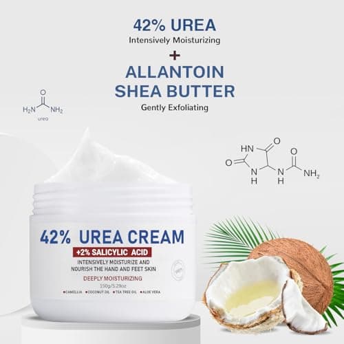 OUKEYA Urea Cream 42% plus Salicylic Acid 2% - Foot & Hand Cream to Moisturize, Soften & Smooth Dry, Cracked, Rough Skin on Heels, Knees & Elbows, 5.29 oz